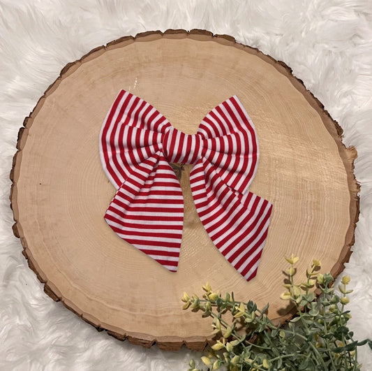 Red and White Striped Sailor Bow