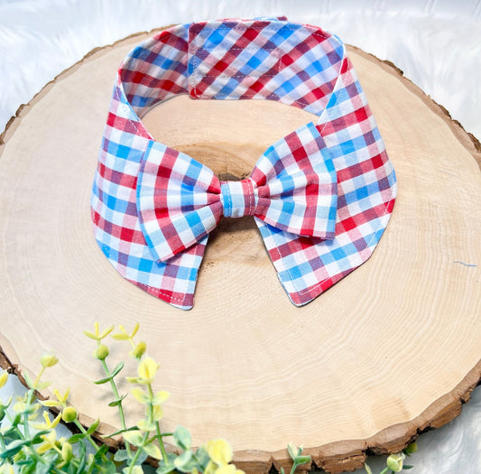 Pet Collar Bow Tie Red,White, Blue