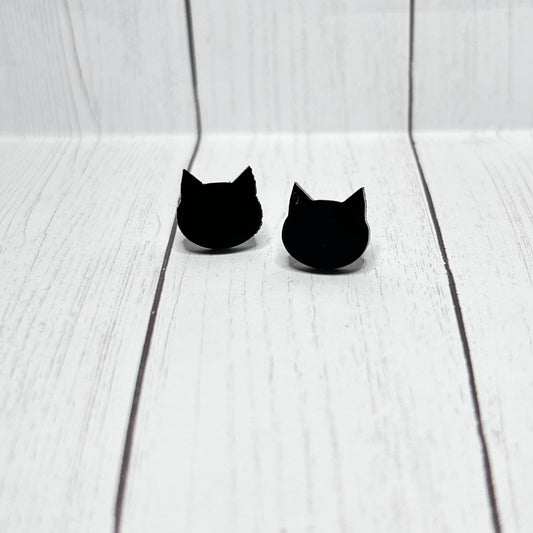Black Cat Acrylic Stud Earrings